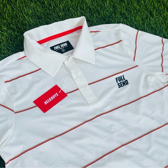 FULL SEND MINI STRIPE POLO - WHITE - NELK BOYS 🔥 SIZE SMALL - Picture 2 of 3